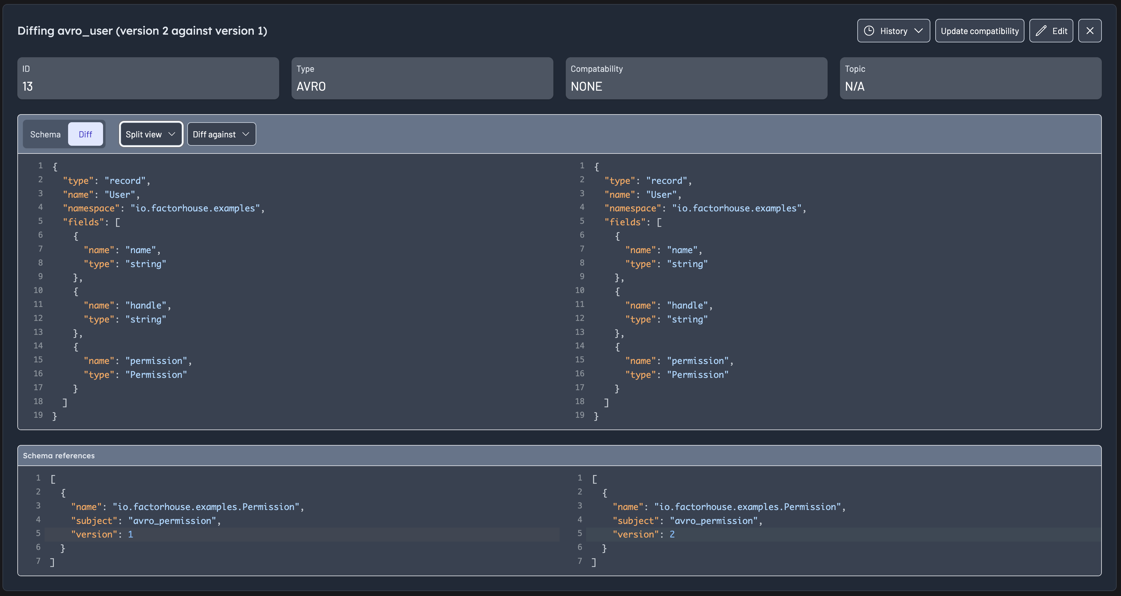 Schema References UI